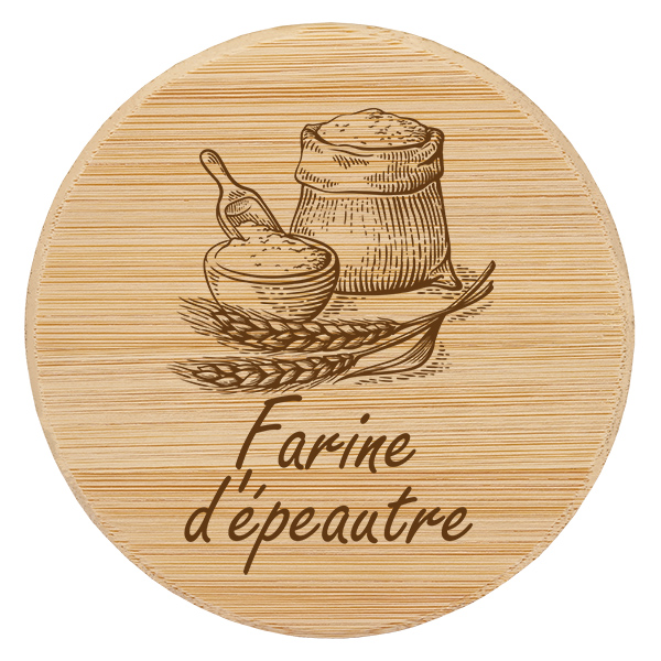 Couvercle en bois « Farine d'épeautre » pour WECK RR100