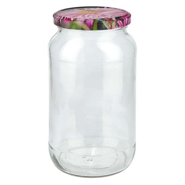 1062ml Verre rond avec couvercle BasicSeal decor floral UNiTWIST