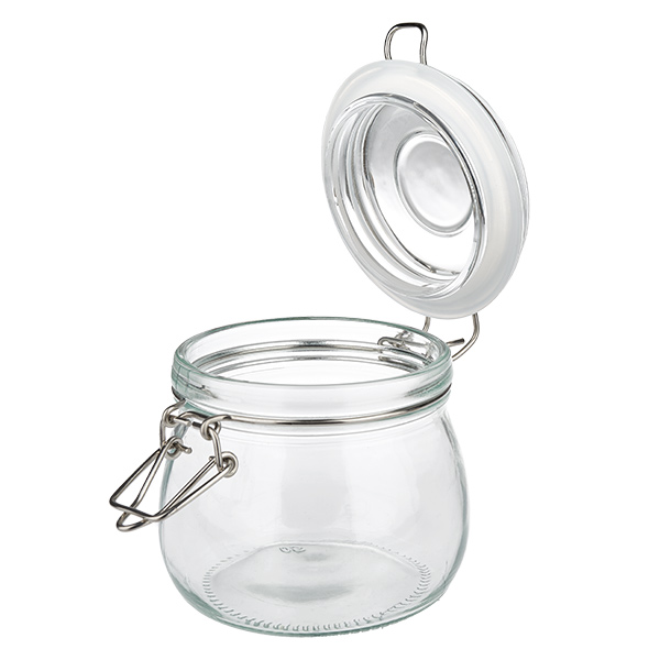 Pot de réserve 500ml type S avec fermeture à étrier UN.. Stapelbares Küchenglas 500ml mit platzsparendem Design für organisierte Vorratskammer