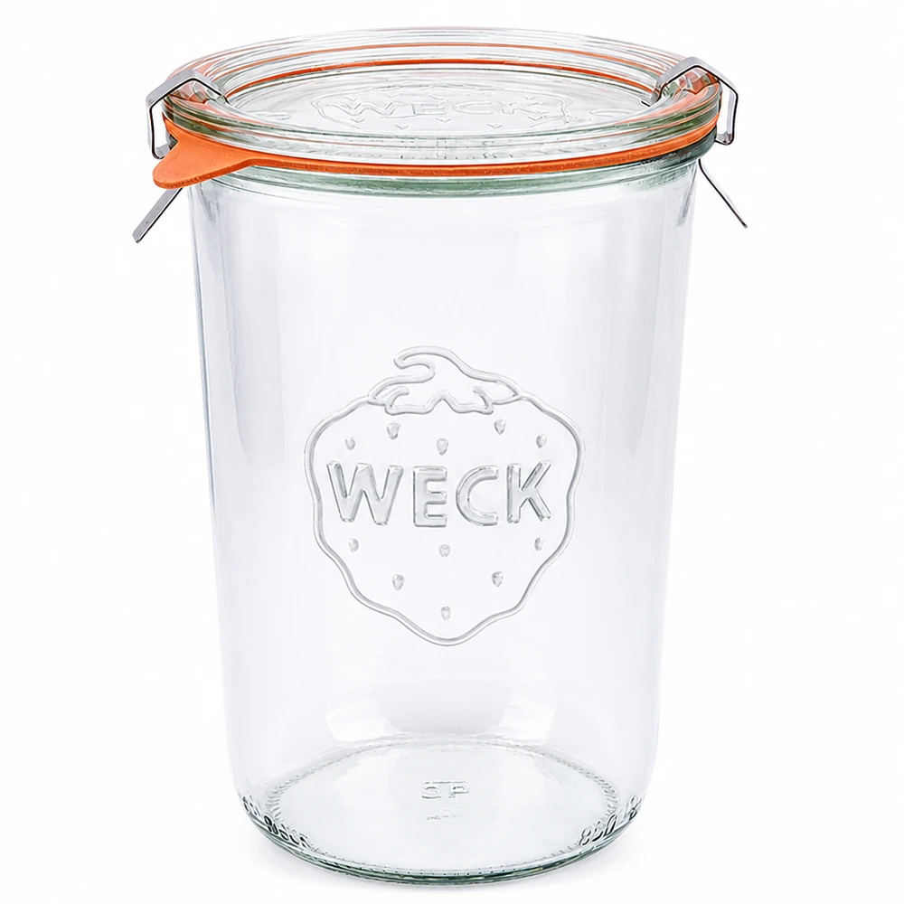 850ml bocal conique complet WECK RR100 WECK RR100 Pot renversé 850ml avec couvercle en verre Anneau en caoutchouc et pinces pour la mise en conserve et la conservation des aliments