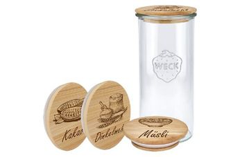 Bocaux avec couvercle en bois imprimé